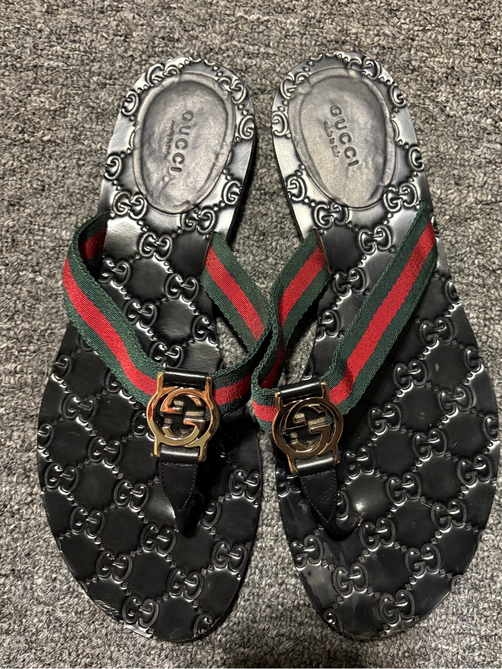 Gucci Gg Red & Green Thong Web Women’s Sandal